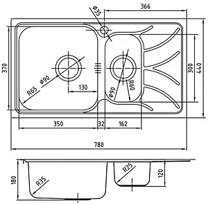 Мойка кухонная IDDIS Arro 78 L хром ARR78PXi77K, 2