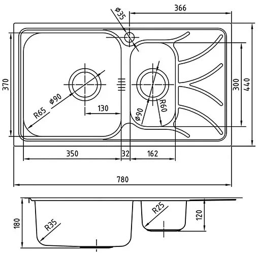 Мойка кухонная IDDIS Arro 78 L хром ARR78PXi77K