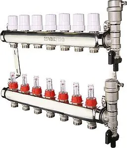Группа коллекторная с расходомерами 7 отводов 1&quot;в/в x ¾&quot;ек Valtec VTc.589.EMNX.0607, 1