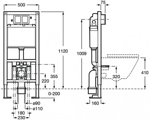 Инсталляция для подвесного унитаза отдельностоящая Roca Duplo 890090700