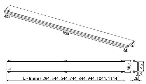 Решетка для лотка 1044мм AlcaPlast Glass GL1200-1050
