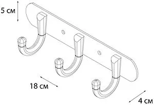 Планка с 3-мя крючками Fixsen Equipment хром FX-1713 Планка с 3-мя крючками Fixsen Equipment хром FX-1713, 2