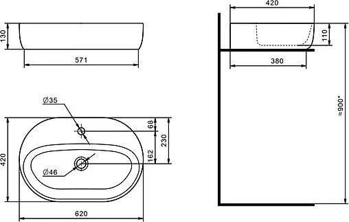 Тумба-умывальник подвесная Aquaton Терра 85 дуб кантри/антрацит 1A2472K4TEKA0