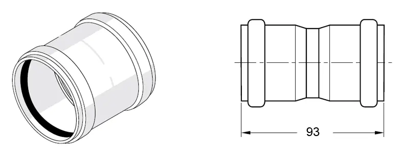 Муфта двухраструбная внутренняя бесшумная D=75мм Rehau Raupiano Plus 11215841002 Муфта двухраструбная внутренняя бесшумная D=75мм Rehau Raupiano Plus 11215841002, 2