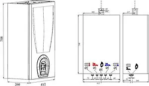 Настенный газовый котел двухконтурный турбированный 12кВт Federica Bugatti VARME 12 703111501, 2