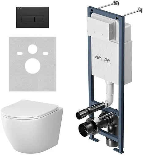 Комплект 6 в 1 Am.Pm Like Aquaspin IS110338.801900 с кнопкой черный матовый