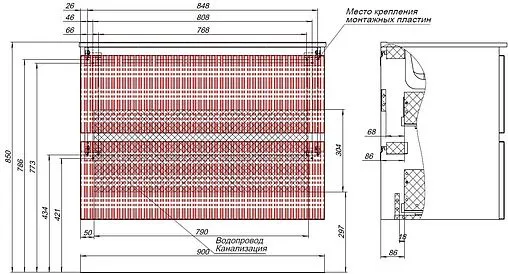 Тумба под умывальник подвесная Aquanet Джейн (Flat) 100 маренго 00335431