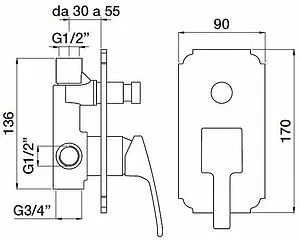 Смеситель для ванны скрытого монтажа Cezares Olimp золото OLIMP-VDIM-03/24-L Смеситель для ванны скрытого монтажа Cezares Olimp золото OLIMP-VDIM-03/24-L, 2