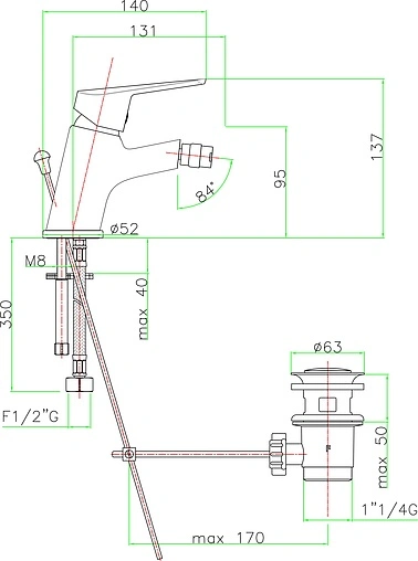 Смеситель для биде Fiore Kyro хром 86CR8135 Смеситель для биде Fiore Kyro хром 86CR8135