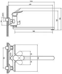 Смеситель для ванны с длинным изливом Osgard Brut хром 21223 Смеситель для ванны с длинным изливом Osgard Brut хром 21223, 2