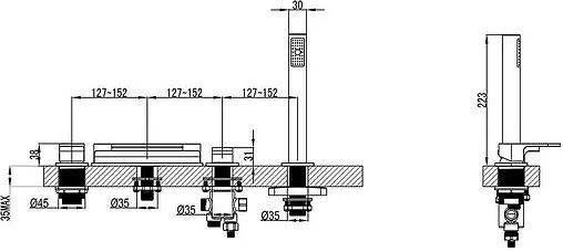 Смеситель на борт ванны на 4 отверстия Ravak Chrome чёрный матовый X070445 Смеситель на борт ванны на 4 отверстия Ravak Chrome чёрный матовый X070445