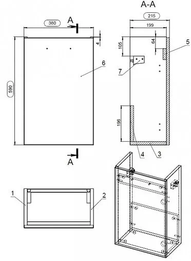 Тумба под умывальник подвесная Cersanit Lara 40 орех 63420