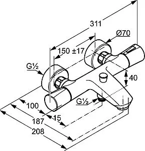 Термостат для ванны Kludi Zenta белый/хром 351019138 Термостат для ванны Kludi Zenta белый/хром 351019138, 2
