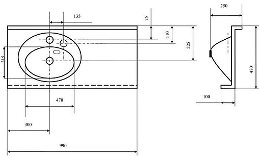 Раковина Aquaton Отель 100 L белый 1A70073NOT01L