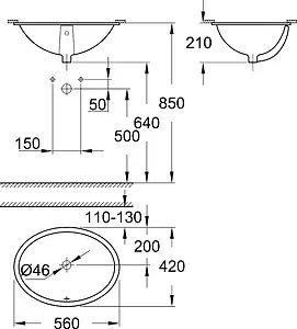 Раковина Grohe Bau Ceramic 56 белый 39423000 Раковина Grohe Bau Ceramic 56 белый 39423000, 2