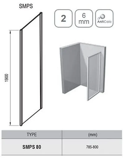 Боковая стенка 800мм прозрачное стекло Ravak SmartLine SMPS-80 R 9SP40A00Z1