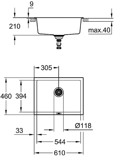 Мойка кухонная Grohe K700U-61 серый гранит 31655AT0
