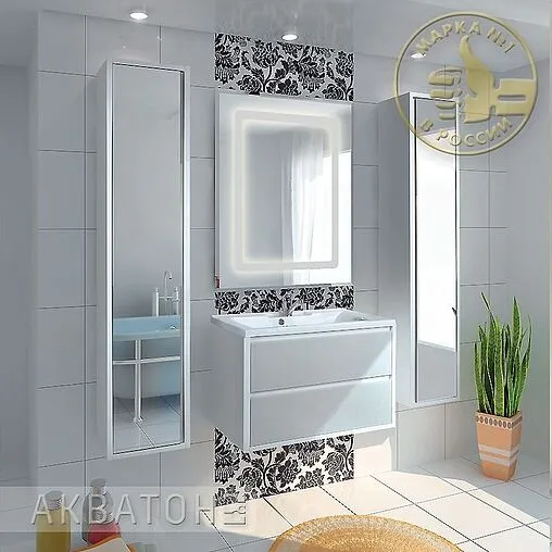 Шкаф-пенал подвесной Aquaton Римини 35 зеркало/белый 1A134603RN010