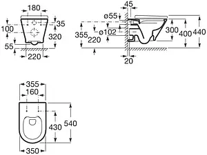 Комплект 4 в 1 Roca Gap Round Rimless 893105000 Комплект 4 в 1 Roca Gap Round Rimless 893105000, 4