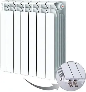 Радиатор биметаллический 7 секций нижнее левое подключение Rifar Base Ventil 500 RBVL50007, 1