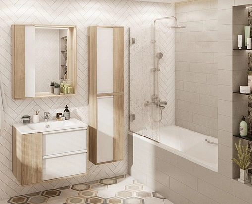 Шкаф-зеркало Aquaton Бостон 75 L дуб эврика/белый 1A240302BN010