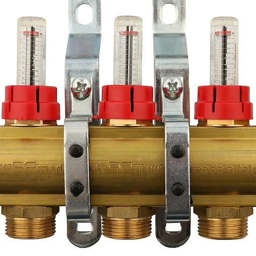 Группа коллекторная с расходомерами 3 отвода 1&quot;в/в x ¾&quot;ек Tiemme 3870008