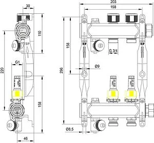 Группа коллекторная с расходомерами 2 отвода 1"нг x ¾"ек TECEfloor SLQ 77310002, 2