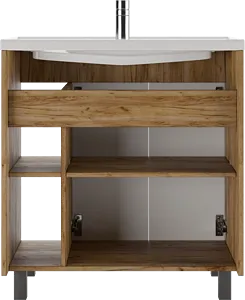 Тумба-умывальник напольный Домино Craft 80 графит/дуб вотан DCr2202T+4640021064733, 5