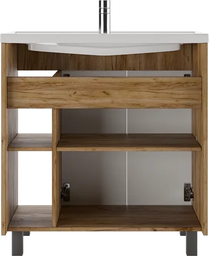 Тумба-умывальник напольная Домино Craft 80 графит/дуб вотан DCr2202T+4640021064733