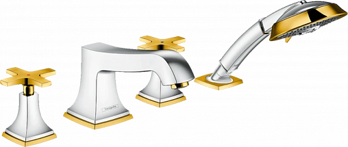 Смеситель на борт ванны на 4 отверстия Hansgrohe Metropol Classic хром/золото 31449090
