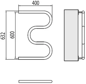 Полотенцесушитель водяной Terminus М-образный AISI 1&quot; БШ 600х400 полированная сталь 4620768881510, 2