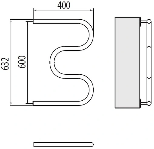 Полотенцесушитель водяной Terminus М-образный AISI 1&quot; БШ 600х400 полированная сталь 4620768881510