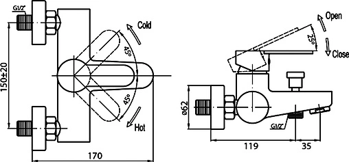 Смеситель для ванны Cezares Laconico хром LACONICO-VD-01