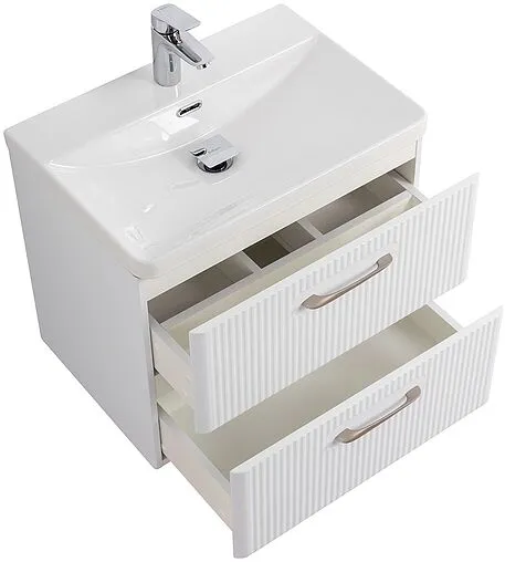 Тумба-умывальник подвесная BelBagno DUE 60 Белый металлик DUE-600-2C-SO-BM-P+BB-8076-3-60