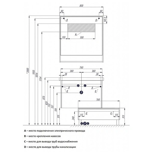 Зеркало с подсветкой Aquaton Капри 80 бетон пайн 1A230402KPDA0
