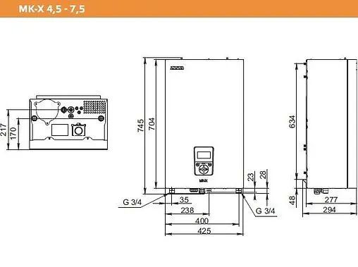 Котел электрический одноконтурный 6кВт Zota MK-X 6 ZM3468426006 Котел электрический одноконтурный 6кВт Zota MK-X 6 ZM3468426006