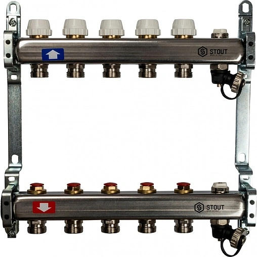Группа коллекторная без расходомеров 5 отводов 1&quot;в/в x ¾&quot;ек Stout SMS 0932 000005