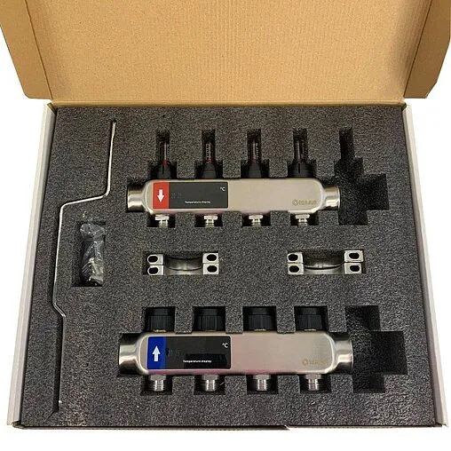 Группа коллекторная с расходомерами 4 отвода 1&quot;в/в x ¾&quot;ек WAAG WG.589.0604