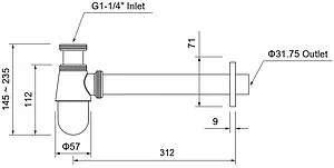Сифон бутылочный для раковины Aquatek хром AQ6014CR Сифон бутылочный для раковины Aquatek хром AQ6014CR, 2