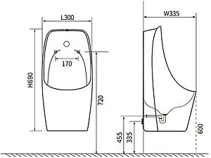 Писсуар с сенсорным смывом от батареи Aquatek белый AQ3060-S-00, 2