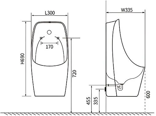Писсуар с сенсорным смывом от батареи Aquatek белый AQ3060-S-00