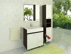 Шкаф-зеркало Comforty Манчестер 75 R белый/венге Шкаф-зеркало Comforty Манчестер 75 R белый/венге, 3