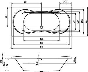 Ванна акриловая Riho SUPREME 180x80 B012001005, 2