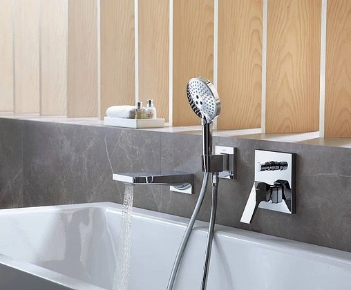 Смеситель для ванны скрытого монтажа со встроенной защитной комбинацией Hansgrohe Metropol матовый белый 32546700