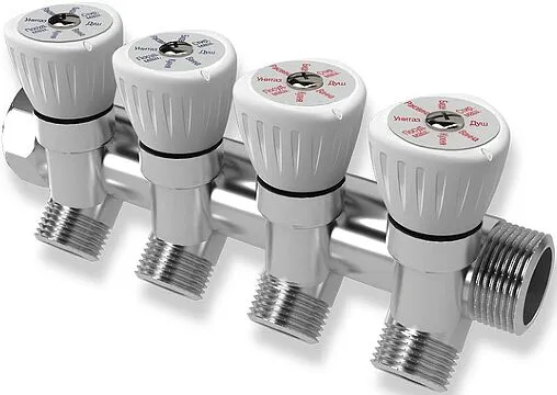 Коллектор регулирующий проходной 4 отвода ¾&quot;в/н x ½&quot;к Royal Thermo Optimal RTO 62.004