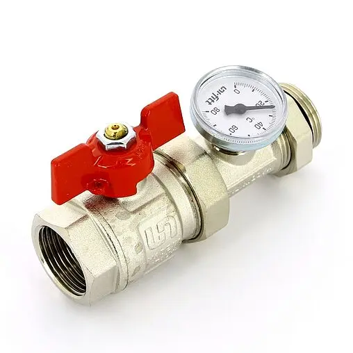 Кран шаровый с американкой и термометром 1"в x 1"н Uni-fitt 118T4000 Кран шаровый с американкой и термометром 1"в x 1"н Uni-fitt 118T4000