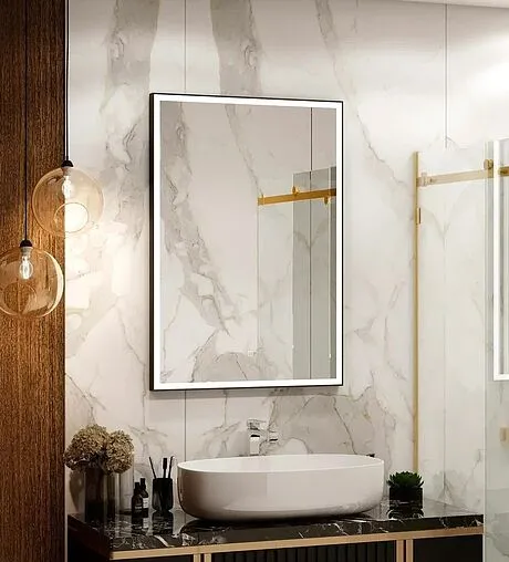 Зеркало с подсветкой Continent Frame Black Led 70x100 чёрный ЗЛП616