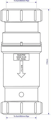 Клапан самозакрывающийся сливной (сухой сифон) Mc Alpine MRNRV50C-PB