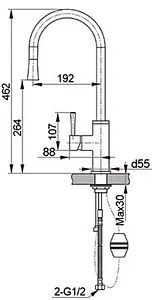 Смеситель для кухни с выдвижным изливом GranFest чёрный матовый 7652 чёрный матовый Смеситель для кухни с выдвижным изливом GranFest чёрный матовый 7652 чёрный матовый, 2