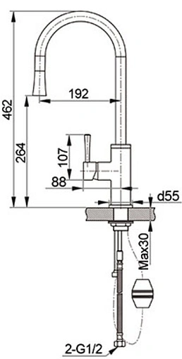 Смеситель для кухни с выдвижным изливом GranFest бежевый 7652 бежевый
